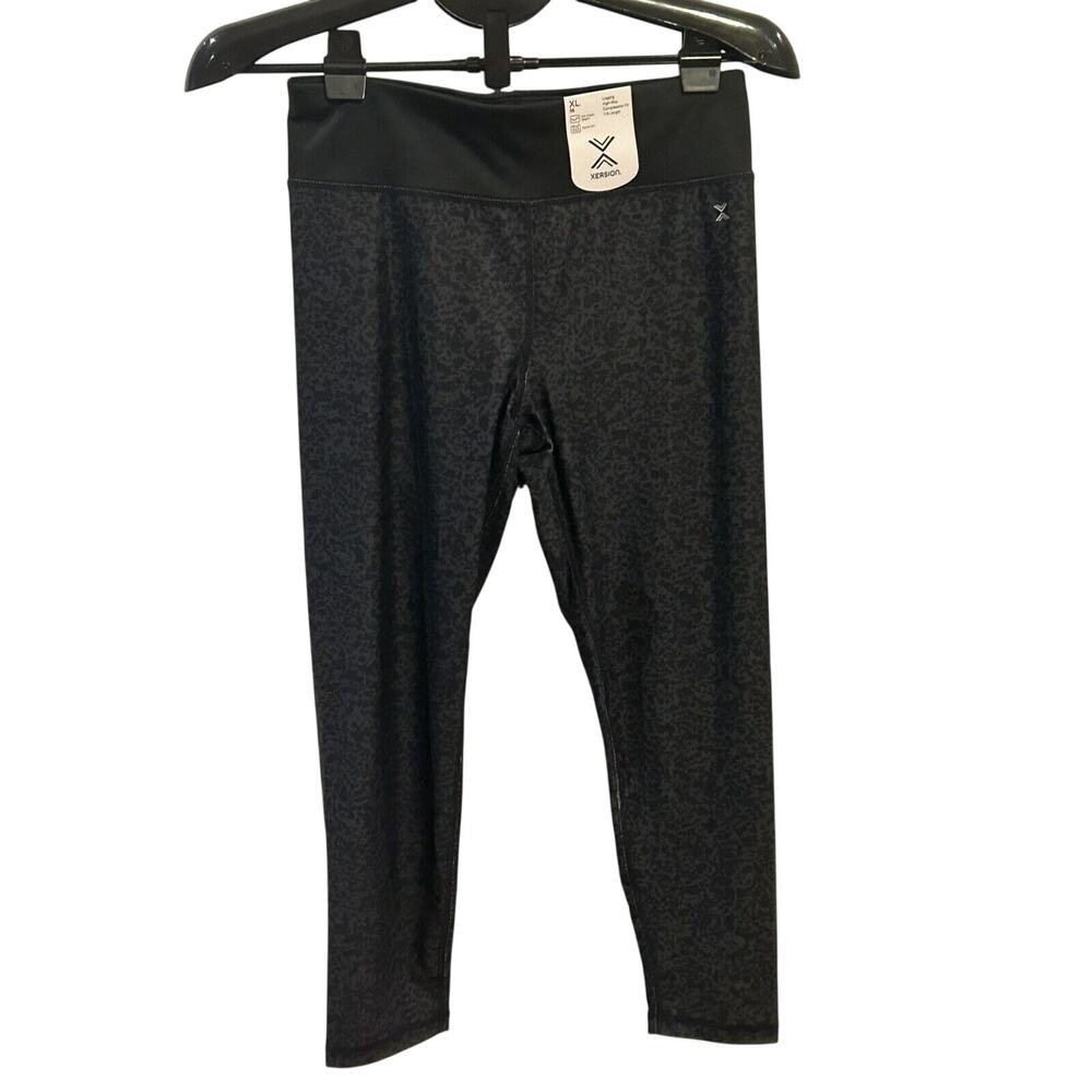 NWT Xersion Black and Gray Print Leggings Girls size 16